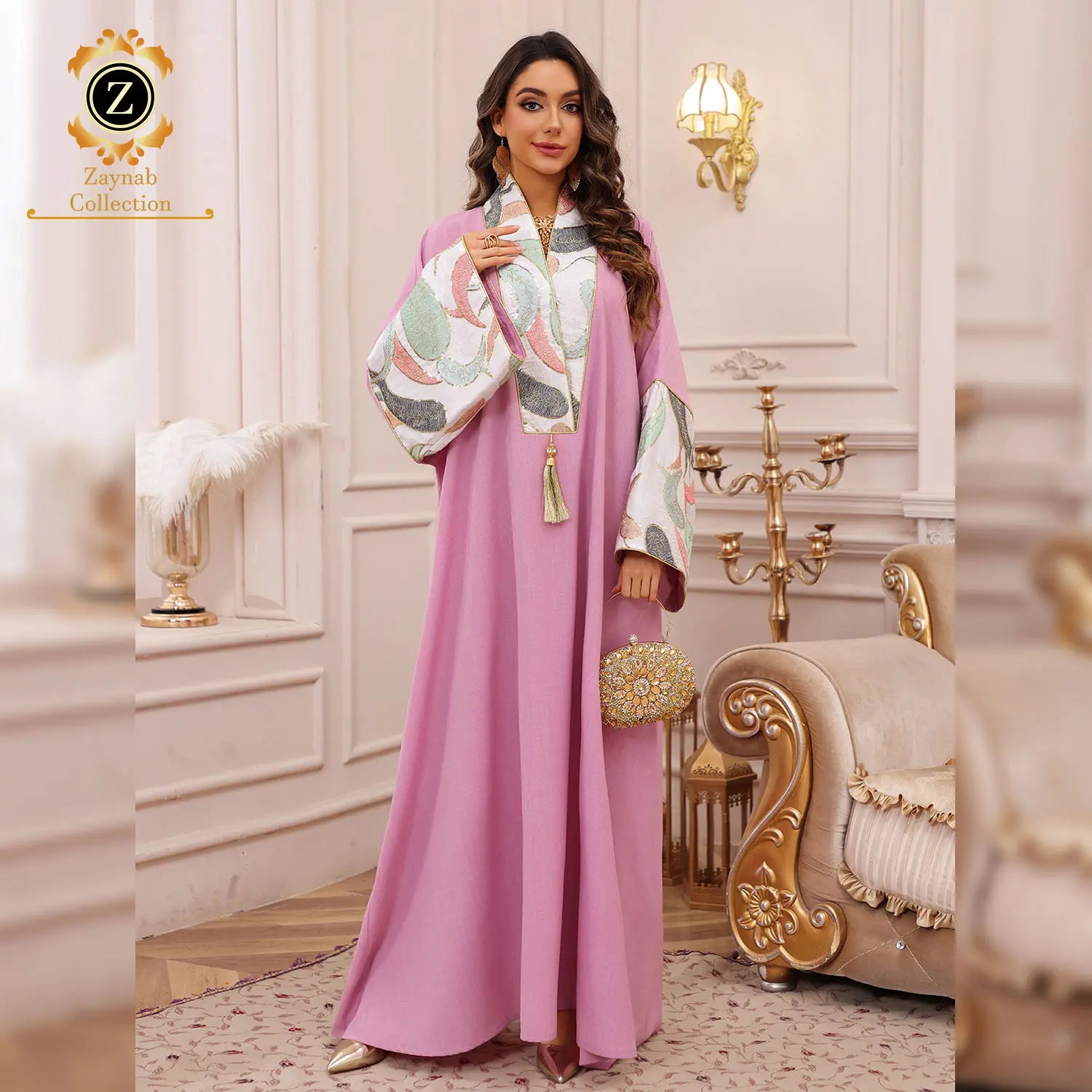 Zaynab Jalabiya Luxury Abaya Dubai Ramadan Kaftan Women Dress Turkey Wholesale Dubai Abaya Women Muslim Dress
