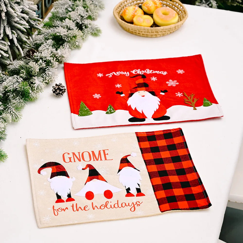 Factory Price Knitted Fabric Creative Multiple Colour Christmas Dish Bowl Placemat Tableware Mats Pads Tablecloth Xmas Ornament