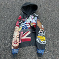 Heavy Weight 100% Cotton Custom Logo Vintage Distressed Zip-Up Hoodie Screen Printing Chenille Embroidery Oversized Fit Autumn