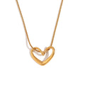 Custom logo Size Anti Tarnish Fine Stainless Steel Necklace 18k Gold Filled Hollow Heart Shape Pendant Necklace for Women