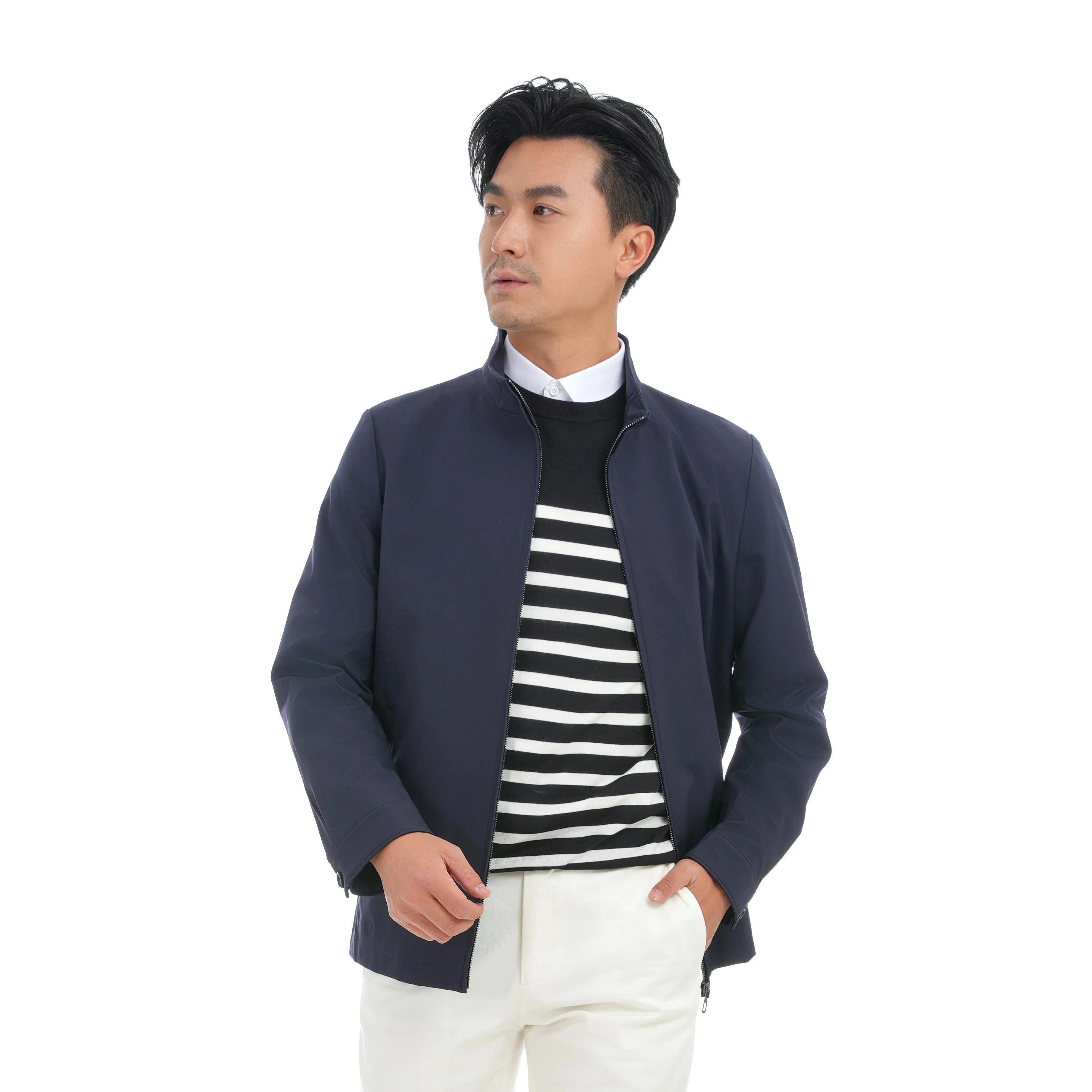 2023 Bosha Men's Custom Casual Jacket Sustainable Nylon With Stand Collar and Zipper Closure for Spring Season