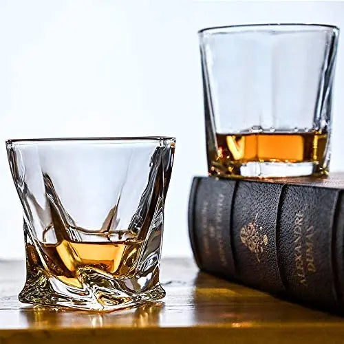 Wholesale 300ml Unique Rock Crystal Glass Shaped Twisted Whisky Glass