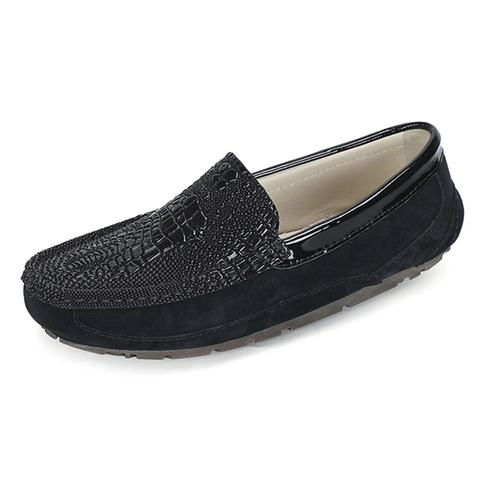 New Arrival Men's Top Grade Cowhide Suede Casual Shoes Genuine Leather Toe Slip-on Loafers Boat Height Increasing Evergreen