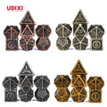 For Udixi Custom Logo RPG Dungeons Dragons Metal Dice Game Set Ancient Steampunk Polyhedral Design with Elegant Metal Box