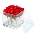 2 Tiers 9 Holes Acrylic Flower Box Water Holder Clear Rose Pots Stand Decorative Square Vase with Removable Acrylic Flower Box