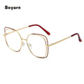 Boyarn New Big Frame Anti Blue Light Mirror Street Shooting Square Flat Glasses Metal Optical Eyeglasses Shades