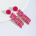 Rhinestone TIGER Letter Beaded Handmade Dangle Wedding Bridal Earrings