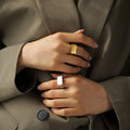 G2091 Square Design 18K Gold PVD Plated Stainless Steel Opening Mark Wide Bend Blank Signet Finger Ring for Woman Jewelry