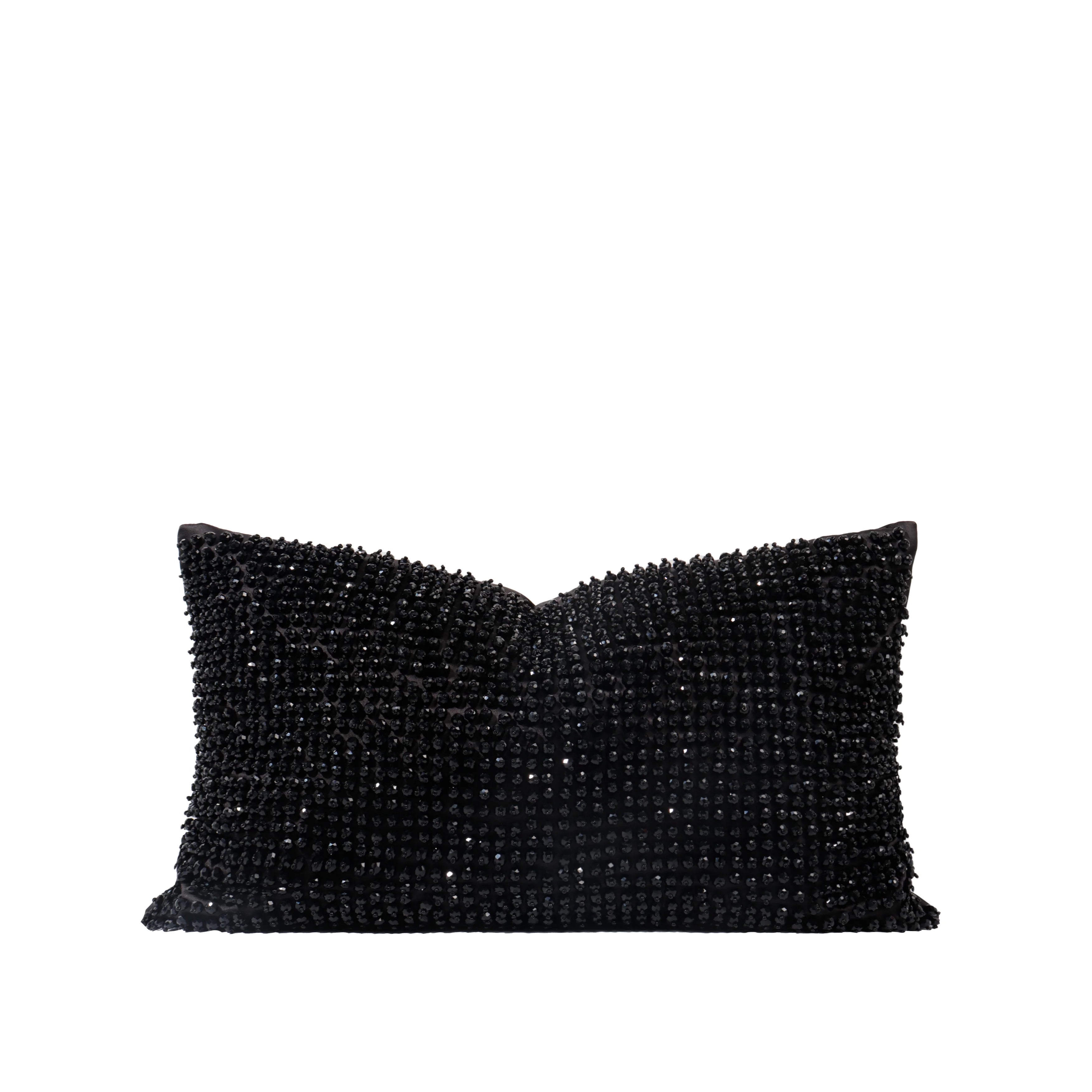 TIFFHOME Luxury Custom Beaded Cushion Covers Organic Black Decorative Pillows for Home Handmade Organic Beaded Luxury Cushions