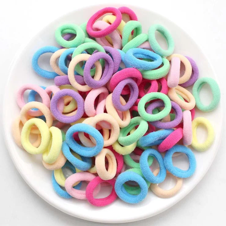 Baby Girl Children Headbands Colorful Elastic Hair Bands Nylon Scrunchie Hair Rope 100pcs Hair Accessories