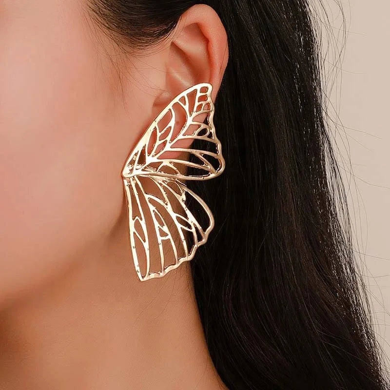 Original Graceful Earrings Exaggerated Alloy Plated Hollow Out Design Women Girls Earrings