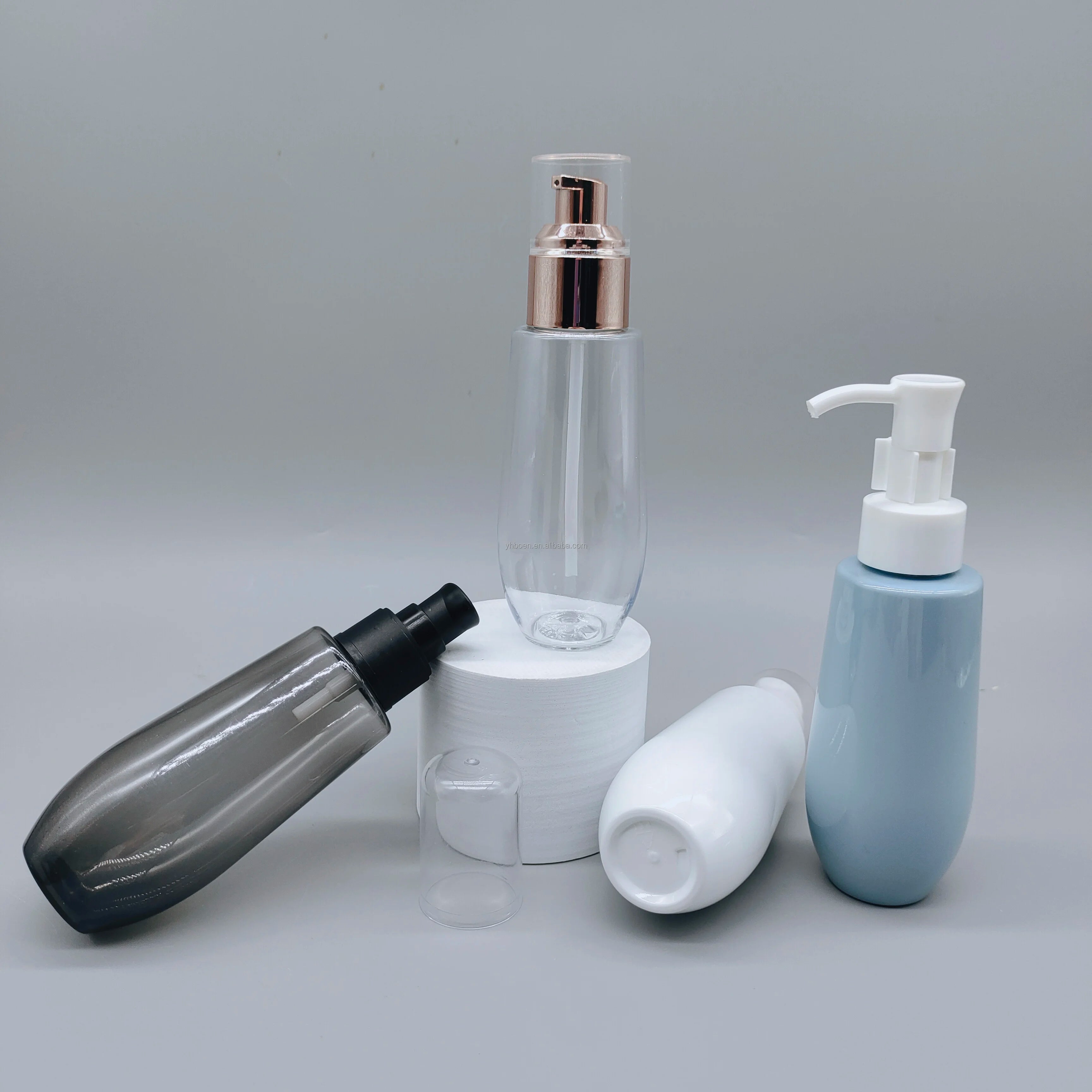 Customized 4oz 120ml PET Plastic Bottle Golden Sprayer Face Cream Body Lotion Shampoo Skin Care Oil Cosmetics Packaging 24/410
