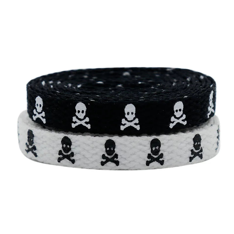 YH All-Match 8mm Polyester Casual Canvas Shoes for Shoelace Accessories Double-Sided Printed Skull Flat for Shoelace Rope MegaBDM