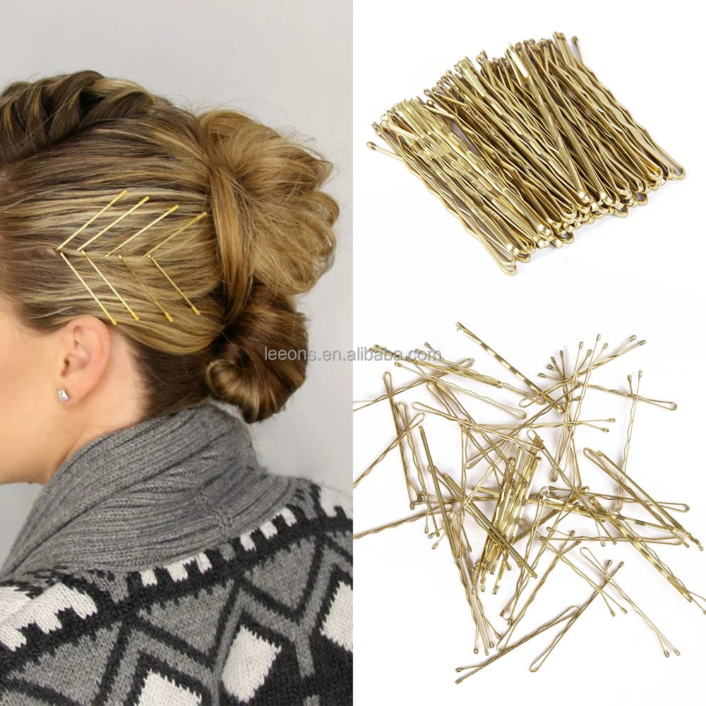 Leeons Salon Barbershop Metal Hair Bobby Pins Black Blonde 3 Colors 50pcs/Bag Made in China