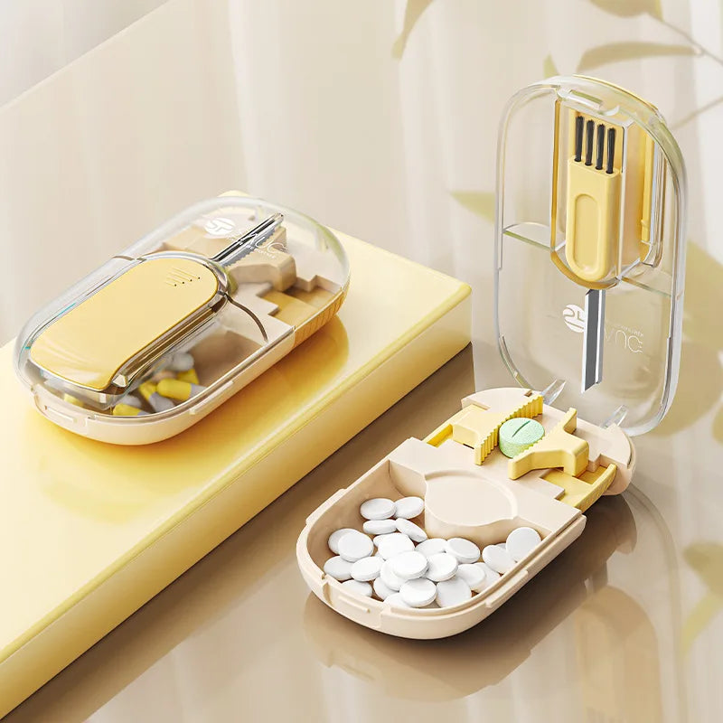NBBLUESKY Pill Cutter and Storage Box Colorful Custom Plastic Cutter Pill Box