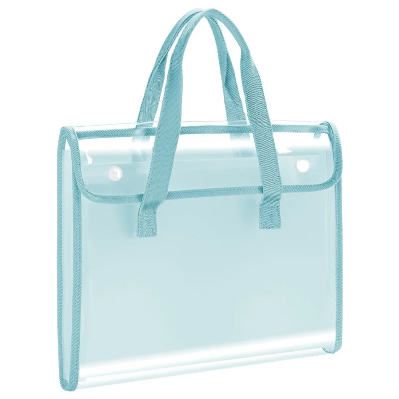 Deli PM308 Blue Large-capacity Vertical 7-grid Expanding File A4 Transparent School Information Storage Bag 24pcs Per Carton Set