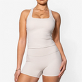 Best Quality Womens Clothing Breathable Women White Gym Shorts Stretch Soft Sportswear Spandex Nylon Workout Set