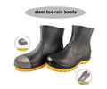 18cm Hot-sale Ankle Steel Toe Midsole Safety Rain Shoes for Men Construction Protect Boots Low Cut PVC Waterproof Security Boots
