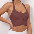SHINBENE Women Halter Tops V Neck Cropped Tank Tops Sleeveless Backless Trendy Tops