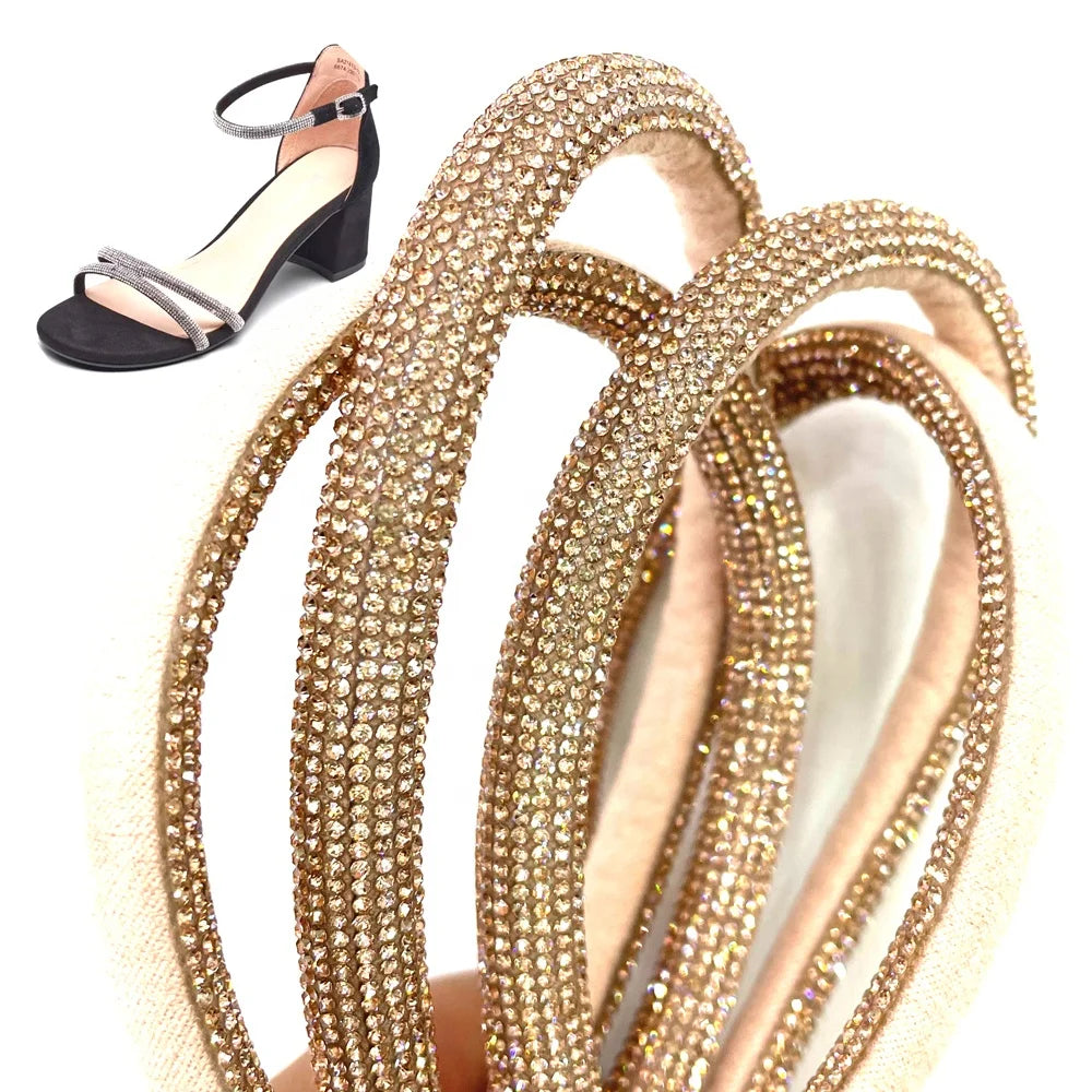 S577 1cm New Arrival Luxury Crystal String Beads Rhinestone Rope Tube for Shoe Lace