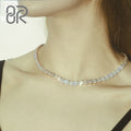 8mm 18"VVS Moissanite Necklace Tennis Link Chain Fine Thick Plum Blossom Glod Plated 925 Sterling Silver Jewelry