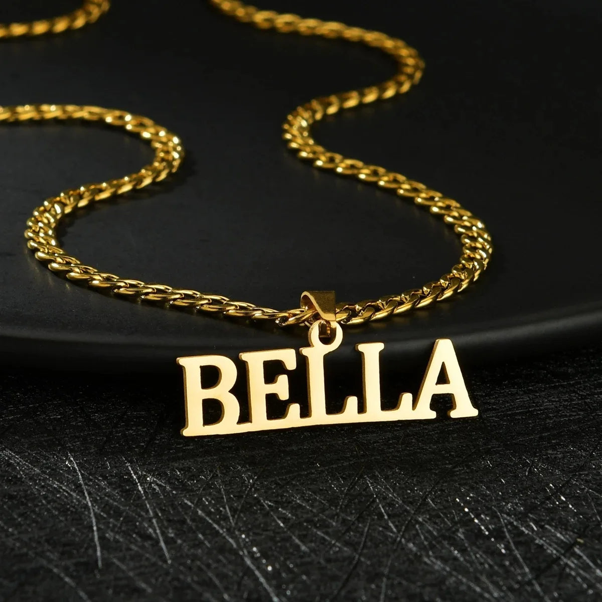 Custom Bold Name Necklace for Women Men Hiphop Style Gold Plated Stainless Steel Personalized Letter Shape for Anniversary