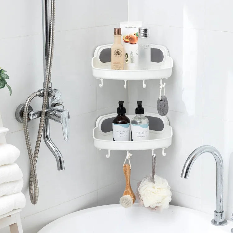 Portable Wall Mount Shower Caddy 2pack Shower Suction Caddy Plastic Corner Shelf Bathroom Storage Basket Shower Organizer