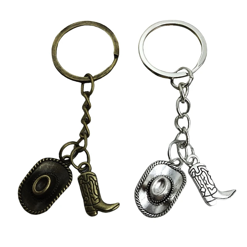 Metal Cowboy Keychains Horse Cowboy Hat Cowboy Boots Alloy Men Key Chains for Bag Accessories DlY Jewelry Gifts Western Key Ring