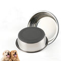 Custom logo Non slip Silicone Bottom Pet Cat Drinking Water Bowl Stainless Steel Dog Food Bowl