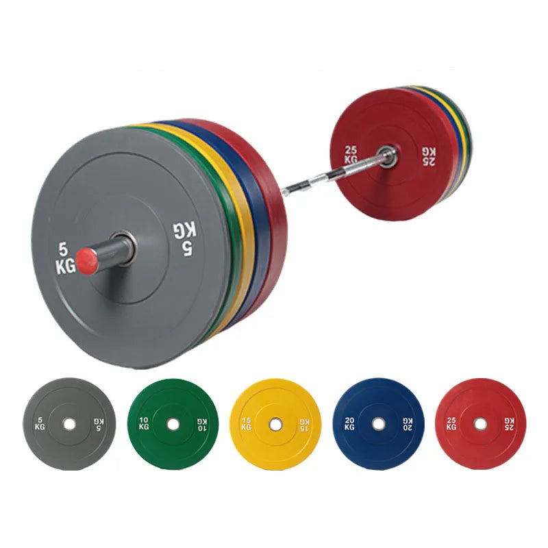 High-elastic Bumper Plates Breakable Rubber Plates Gym Weightlifting Weights Colour Rubber Weight Plates Gym