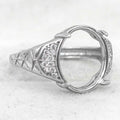 Sterling Silver 12*14mm Semi Mount Men's Ring Frame Empty Blank Claw Setting S925 Base Holder Without Center Stone for DIY Inlay