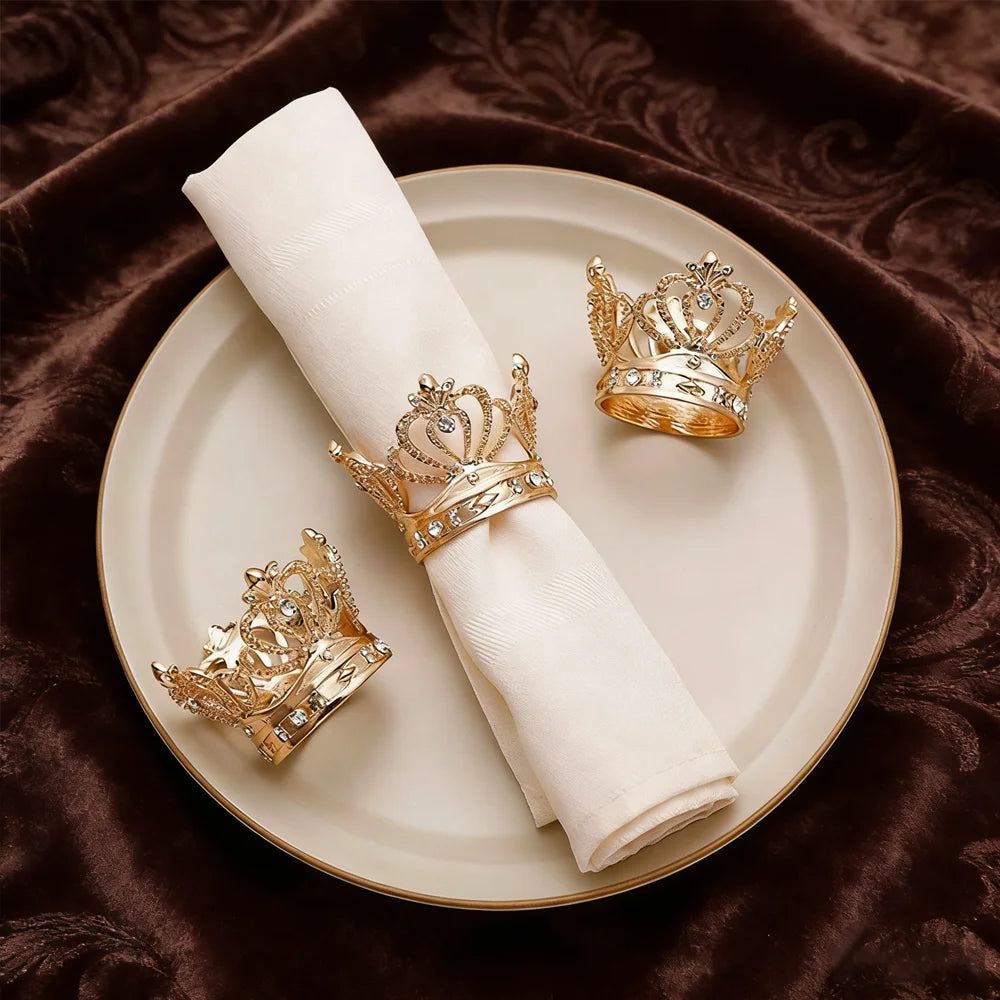 Other Party Decorations Gold Crown Shaped Napkin Ring with Diamond Napkin Holder for Home Wedding Party Table Decoration