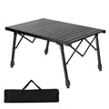 Adjustable Height Aluminum Roll-Top Camping Table Egg Roll Table with Quick Disassembly Button for Outdoor Picnic BBQ Beach