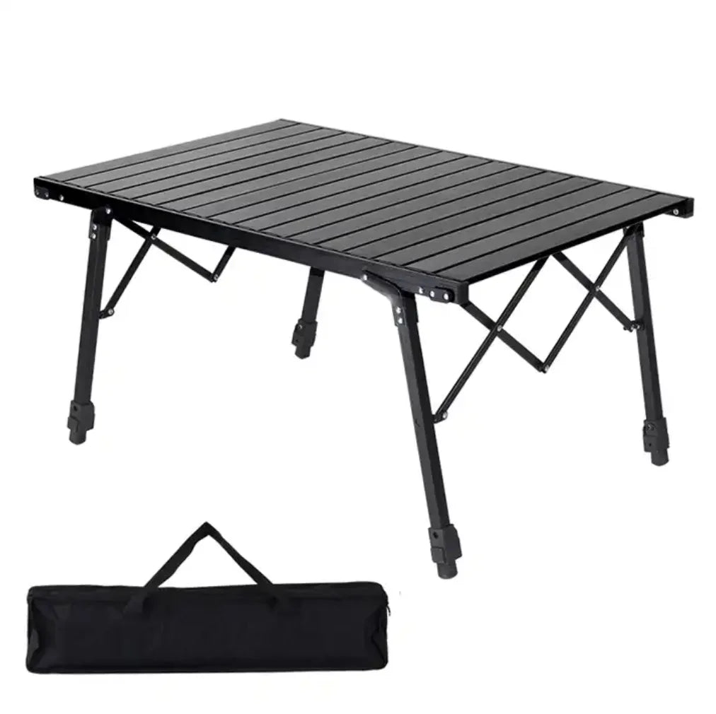 Adjustable Height Aluminum Roll-Top Camping Table Egg Roll Table with Quick Disassembly Button for Outdoor Picnic BBQ Beach