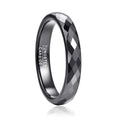 Alin 4mm Mens Women High Polished Diamond Cut Black Tungsten Carbide Wedding Bands Couple Promise Ring