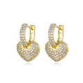 Youcheng Jewelry Hot Selling Peach Heart Earrings Heart Shaped Zircon Full Diamond Earrings
