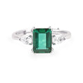 New Fashion Jewelry Emerald Cut Lab Grown Emerald Diamond Rings Adjustable 925 Sterling Silver Antique Rings for Women