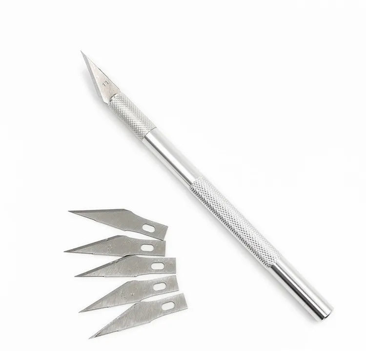 Aluminum Alloy Art Carving Knife Penknife Cutting Knife Alloy Handle + 6 Blade 15G Professional Carving Knife