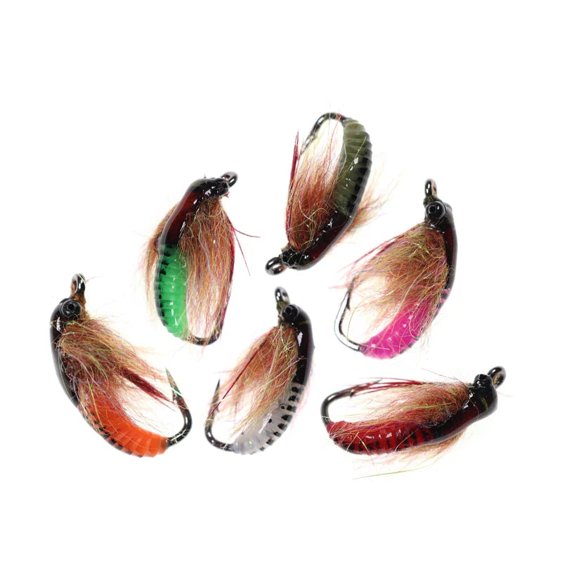 Realistic Caddis Pupa Nymph Scud Fly for Trout Fly Fishing Bait Lures Artificial Insect Larvae Fly for Ice Fishing Pesca