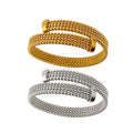 Wholesale Vintage 10mm Strap 18k Gold Plated Stainless Steel Braided Twisted Elastic Bracelet Adjustable Women's Fashion Jewelry
