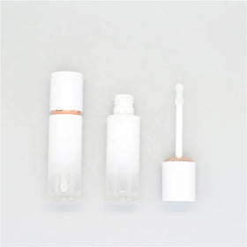 Custom Private Label 3ml White Round Empty Lip Gloss Tube Plastic Cosmetic Lipstick with Big Brush for Personalized Cosmetics