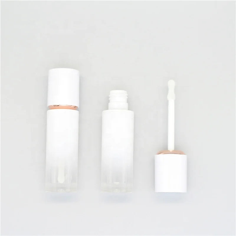 Custom Private Label 3ml White Round Empty Lip Gloss Tube Plastic Cosmetic Lipstick with Big Brush for Personalized Cosmetics