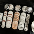 50pcs/box Poem of the Circle Series Iron Box Round Special Paper Note Pad Handbook Material Vintage European Style