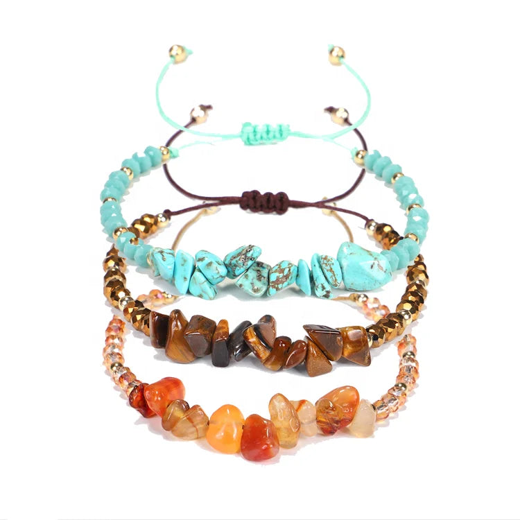 New Arrival Multicolor Tiger Eye Red Agate Turquoise Beads Bracelet for Women Men Irregular Natural Stone Bracelet