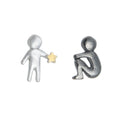 Wholesale 925  Silver Asymmetric STAR Earrings for Women Fashion Jewelry Cute Small Stud Earrings