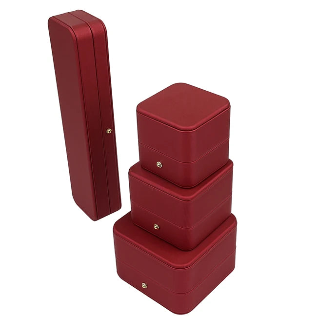 New Arrival Pu Leather Clamshell Jewelry Organizer Storage Box Ring Case Earrings Gift Display Packaging Wedding Engagement