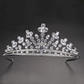 SLBRIDAL Copper Alloy Micro Pave Cubic Zircon Wedding Tiara Headband Bridal Queen Princess CZ Crown Bridesmaids Women Jewelry