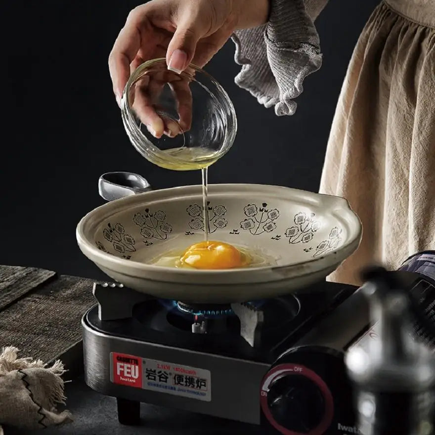 Nordic Style Single Handle Eco-Friendly Non-Stick Heat-resistant Ceramic Pottery Pan Direct Fire Oven Use Frying Pan