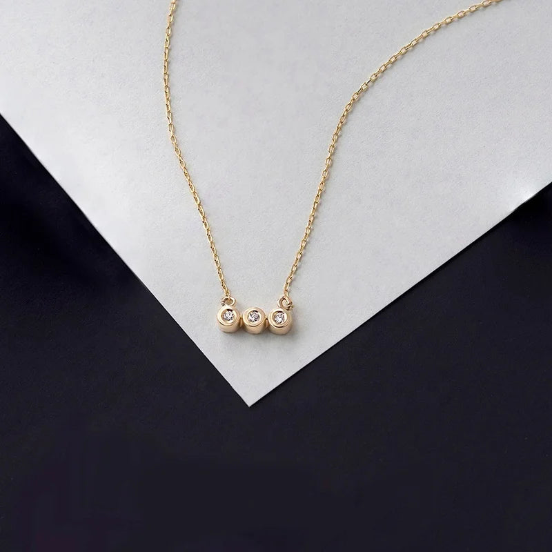 Milskye Classic Design Jewelry 18k Gold Plated Sterling Silver Diamond Three Stone Necklace