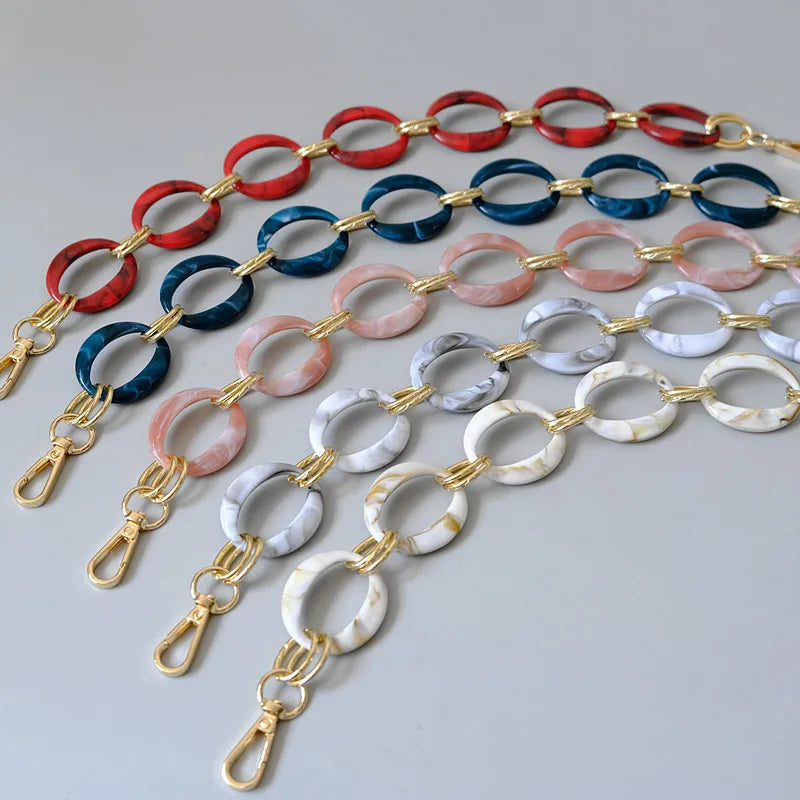 For B-C200 Fashion Retro Mixed Gold Resin Circle Ring Thick Chain Shoulder Strap Acrylic Belt